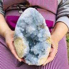 4.57LB Natural Blue Celestite Crystal Geode Cave Mineral Specimen Healing 2971 picture