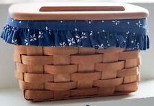 Longaberger Recipe Basket w/ Blue Fabric Liner. Excellent Cond. Vintage. 1990 picture