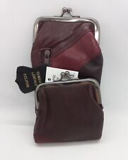 Burgundy Leather Cigarette Case. Snap/Zipper Pouches. Coin Purse Lighter Holder picture