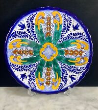 Vintage Mexican Talavera Folk Art Pottery Hand Painted Signed Wall Hanging Plate picture
