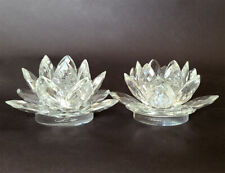 SET OF 2 CRYSTAL LOTUS FLOWER CANDLE HOLDER  HANDCRAFTED size 5 3/8
