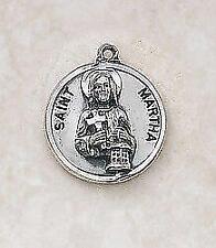 Beautiful Patron Saint Martha Sterling Medal Size .75in H Features 18in L Chain picture