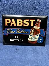 VINTAGE 1940’S PABST BLUE RIBBON TOC TIN OVER CARDBOARD BEER SIGN picture