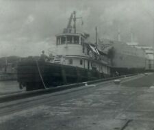 SS Sister Katingo Ship With Tug Boat At Dock B&W Photograph 3.5 x 3.5 picture