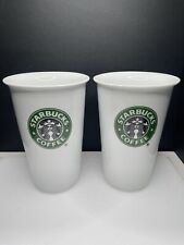 Starbucks 2010 Travel Coffee Cups Mugs. Round Rim 10 oz White Ceramic. No Lids picture