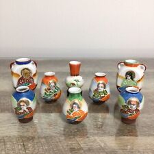 Occupied Japan Moriage Hand Painted Mini Vases Mixed Lot of 8 Vintage picture