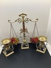 Vintage Dilly MFG Co scale w/fruit & matching candle holders RARE 3pc set picture