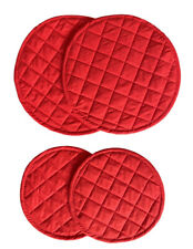 Kitchen Trivet Pan Pot Storage Organization Round Red Quilted Pot Set of 4 New picture