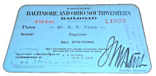 1916 BALTIMORE & OHIO SOUTHWESTERN RAILROAD EMPLOYEE PASS #1623 picture