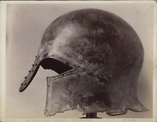 France, Paris, Louvre Museum, Greek helmet, antique bronze, A.G. Vintage Photo  picture