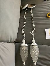 Set of 2 Hollywood Regency Double Pineapple Pendant Ceiling Mount Swag Light picture