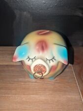 Vintage 1957 Hull Corky Pig Piggy Bank Yellow Blue and Orange/Red 5
