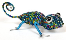 Unbranded Beaded Metal Wire Gecko Lizard Chameleon Figurine Sculpture Folk Art picture