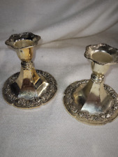 Vintage Ornate  Silver Plate Candle Holders Set of 2 Grape Clusters Design picture