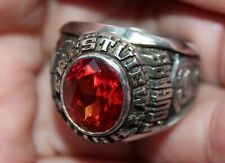 Crestview High Cougars 1984 Siladium Huge Ruby Gemstone Class Ring Size 10.35 picture