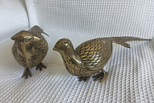Set of Vintage MCM Brass Pheasants Quality Heavy Male And Female Pair picture