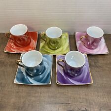 Casati Fine Porcelain Demitasse Espresso Set 5 Cups/Saucers Roses picture