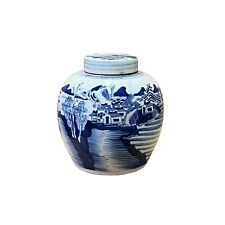 Oriental Hand-paint Scenery Blue White Porcelain Ginger Jar ws2541 picture