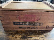 Vintage Cross Wood Crate Box Sterilized Upholsterers Tacks Advertising picture