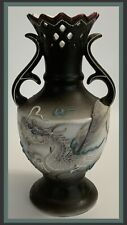 Vtg Porcelain Dragonware Moriage 8⅛” Vase Hand Painted W/Pierced Top - Japan picture