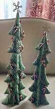 (2) Fitz and Floyd Christmas Trees From Adventures w/Santa Collection 2014 picture
