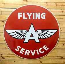 RARE LARGE FLYING A GAS &OIL DOUBLE SIDED PORCELAIN ENAMEL SIGN 48INCHES ROUND picture