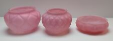3 Antique Consolidated Glass Co Biscuit  Cracker  Powder Jar PINK Satin Quilted picture