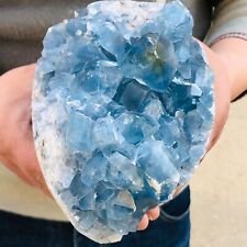 5.41lb Natural blue celestite geode quartz crystal mineral specimen healing picture