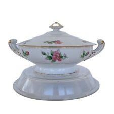 Vintage Roselyn China Covered Tureen Roses Gold Trim Footed 9