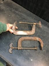 Pair  Hargrave Heavy Duty No. 406 C-Clamp Forged Steel Made in USA 6” picture