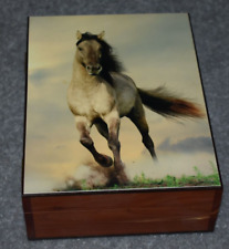 #4152 BUCKSKIN HORSE KEEPSAKE JEWELRY WOOD CEDAR BOX picture