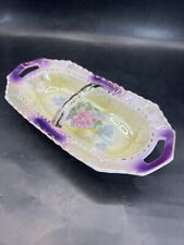 Antique IPF Germany Relish/Candy Dish Gold Purple Gilded Handle Handpainted picture