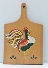 Vintage Wooden Cutting Board Rooster Hand Painted by Margaret One Side Signed picture