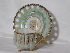 Vintage Pearlized Lusterware Footed Teacup & Lattice Saucer picture