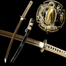 30'' Dragon Theme Sword Wakizashi 1095 Carbon Steel Gold Blade Full Tang Sharp picture