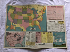 Vintage George F. Cram Co Inc. Cram's Weather Study Chart USA Map Clouds NOAA picture