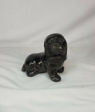 vintage Mexican pottery black basset hound puppy dog hand sculpted picture