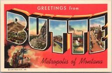 BUTTE Mont. Large Letter Greetings Postcard 