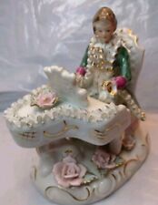 Vintage Porcelain Colonial Man Playing Piano Figurine Fine Bone China Lace 6