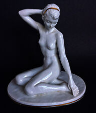 Bohemian Schlaggenwald Haas Czjzek Art Deco porcelain nude Woman figure statue picture
