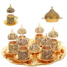Alisveristime Crystal Embellished Turkish Tea Glass Set Zamak Holders picture