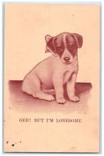 1910 Cute Puppy Dog Gee But I'm Lonesome Seattle Washington WA Antique Postcard picture