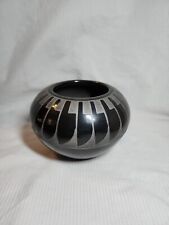 Martha Appleleaf - Black Feather San Ildefonso Pueblo Pottery Jar picture