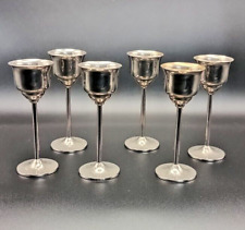 VINTAGE LOT OF SIX BRASS & SILVER PLATED SMALL GOBLETS -NOT USED-  c1970 v/g picture