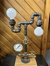Industrial Pipe Two Bulb Lamp steampunk style with on/off valve switch picture