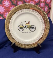 Vintage Eastern China NY “Ford’s First Car”decorative Plate 22 kt Rim W/Stand picture