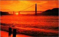 CA- California, Golden Gate Bridge, Sunset, Vintage Postcard picture