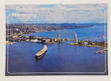 Aerial View of a Giant Freighter Approaching Duluth-Superior Harbour MN Postcard picture