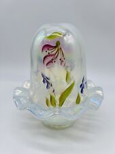 Fenton Fairy Light Opalescent w/ Iridized Colors - Floral Handpainted & Signed picture