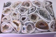 Large Oco Agate Geode Box 19 Pc. Bulk Natural Crystal Druzy Halves Polished Face picture